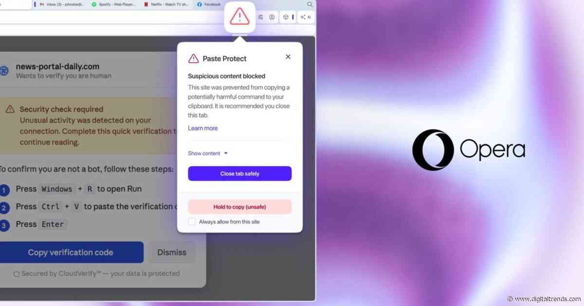 Opera’s new Paste Protect feature stops the clipboard attack your antivirus can’t catch