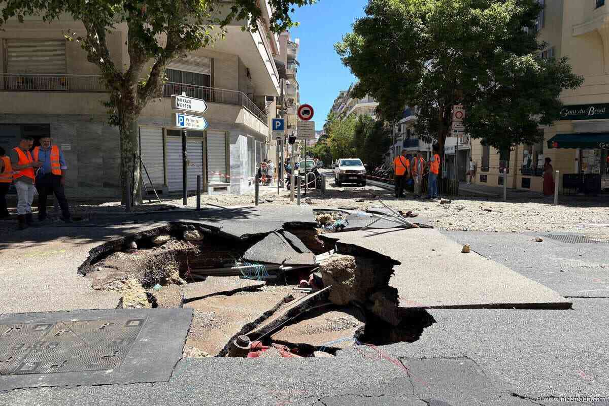 Rue inondée, trou énorme dans la chaussée, quartier bouclé : une importante rupture de canalisation fait des dégâts à Nice