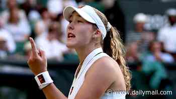 French Open champion Mirra Andreeva cries during her press conference after hurling her racquet and mouthing 'I QUIT' in Wimbledon second-round exit