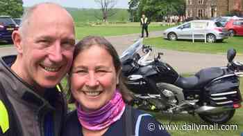 Retired couple died on motorbike holiday in Spain after they were hit by a car and lorry after losing control in heavy rain, inquest hears