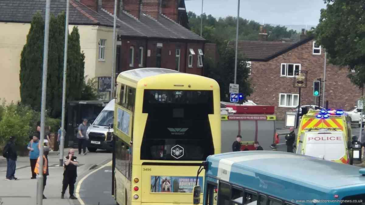 Road blocked after van crash with emergency crews scrambled to scene