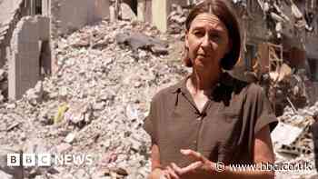 Watch: BBC at site of deadly Russian attack on Kyiv flats
