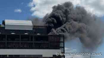 Black smoke billows over Aberthaw Power Station as fire rages