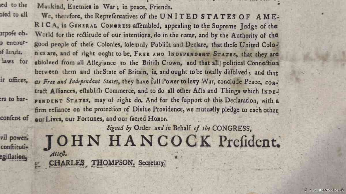 National Archives volunteer unearths 'vanishingly rare' copy of US Declaration of Independence