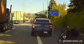 BC Highway Patrol dashcam illustrates dangers of passing on the right