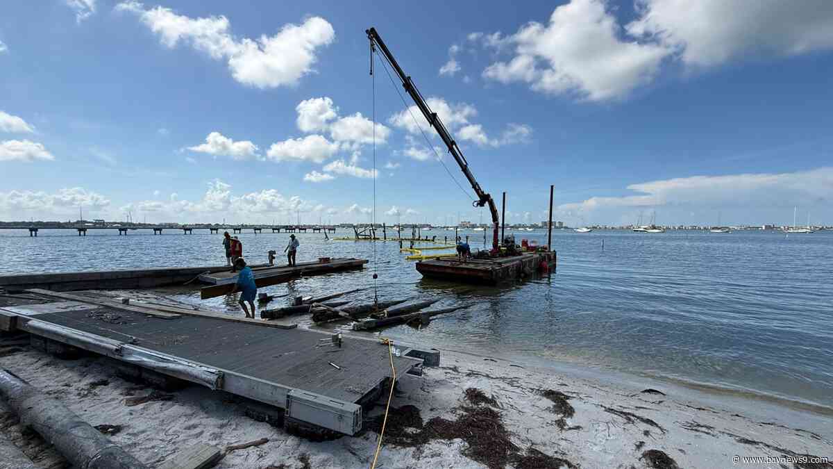 Demolition of day docks at the historic Gulfport Casino Ballroom begins