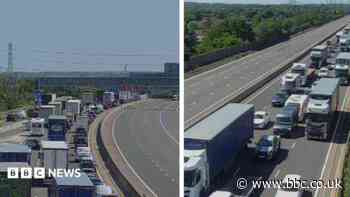 M6 northbound closed after car transporter crash