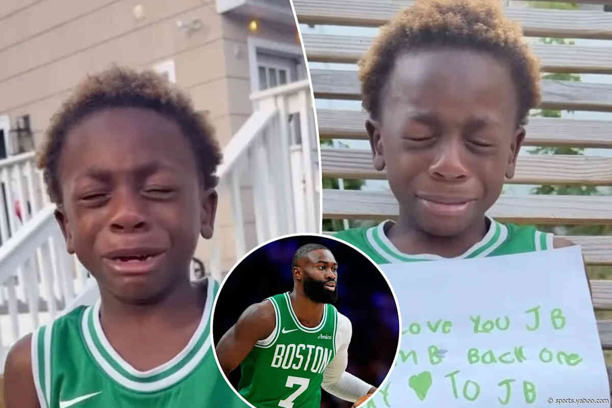 Jaylen Brown comforts crying 6-year-old superfan after trade to 76ers