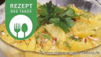 Klassischer Kartoffelsalat zum Grillen: einfaches Rezept mit Brühe, Senf und Essig