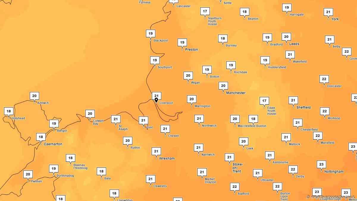 UK weather maps show 22C forecast for 'very warm' weekend in Liverpool