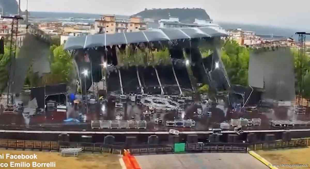 Paura a Napoli: crolla il palco dell’ex Base Nato di Bagnoli per il forte vento – video
