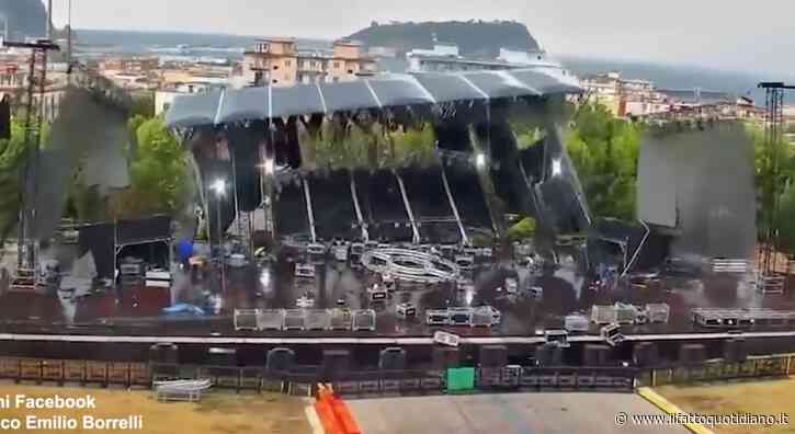 Paura a Napoli: crolla il palco dell’ex Base Nato di Bagnoli per il forte vento – video
