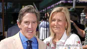 Gavin And Stacey star Rob Brydon and his rarely seen wife Clare Holland cosy up at Wimbledon as Sir Cliff Richard flashes his florals on day five of tournament