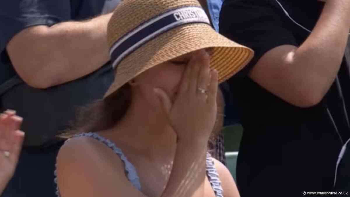 Wimbledon player's wife sobs in the stands as he breaks down in tears