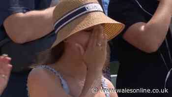 Wimbledon player's wife sobs in the stands as he breaks down in tears
