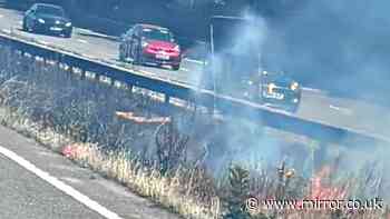 M5 grass fire LIVE: Major road shut as huge blaze causes traffic chaos near Exeter
