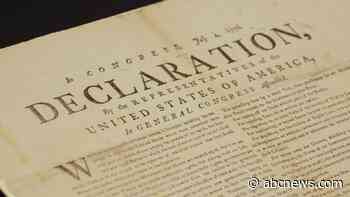 Copy of Declaration of Independence found in papers of captured US ship