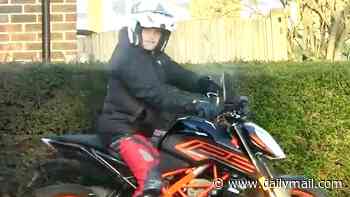 Moment benefits cheat who said he couldn't walk 20 metres is caught riding a motorbike and smoking a cigarette - as he avoids prison for £9,000 fraud