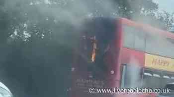 Double-decker bus goes up in flames on East Lancs Road