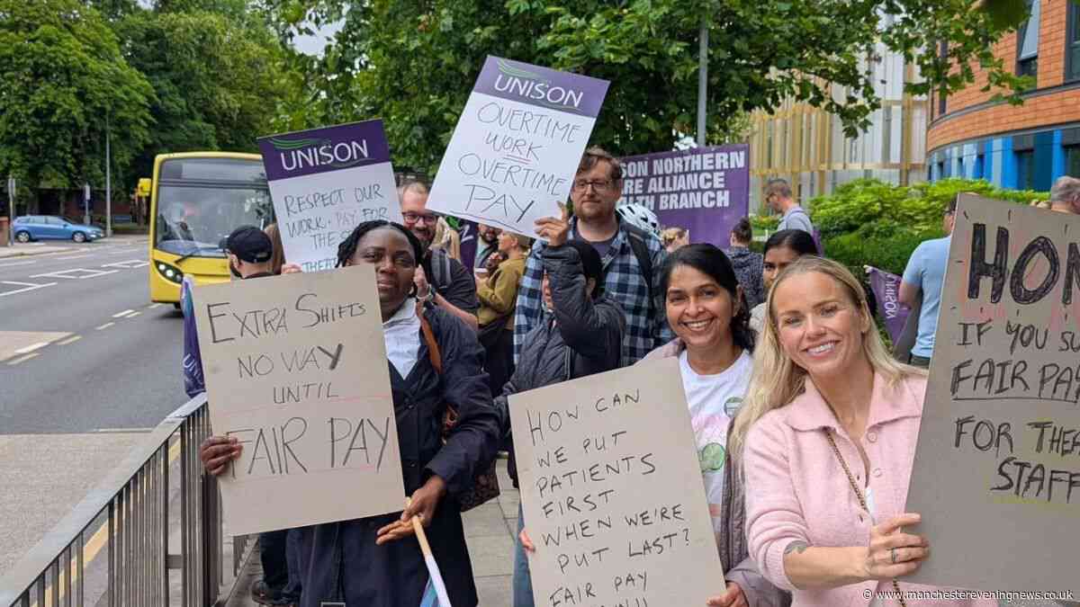 Salford Royal Hospital staff strike in overtime payments dispute