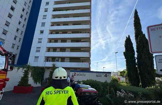 FW Speyer: Balkonbrand in der 14. Etage der Doppelhochhäuser "Max und Moritz" - Keine Verletzten