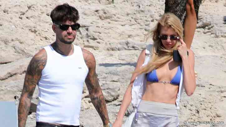 Stella Maxwell Sports Blue Bikini Top While Vacationing in Spain with Boyfriend DJ Anyma