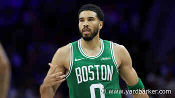 Celtics' Jayson Tatum reacts to the Jaylen Brown trade