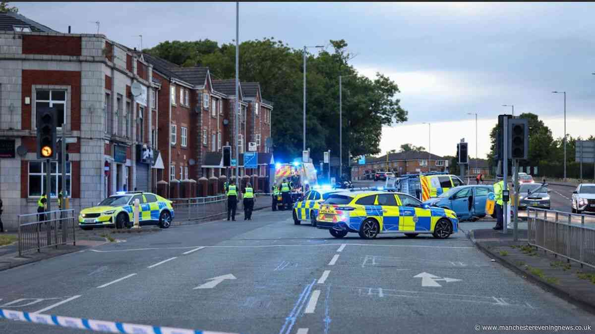 Cordon in place in Harpurhey after police van involved in crash