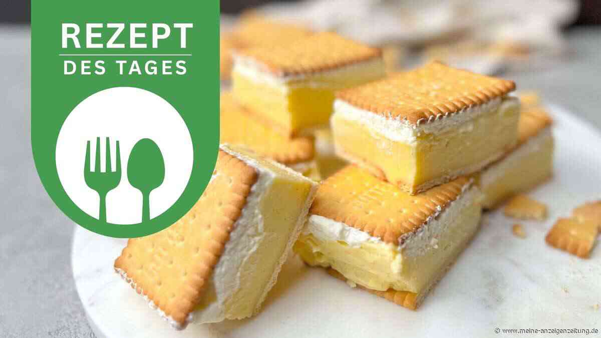 Keks-Pudding-Schnitten mit kühler Vanillecreme für heiße Tage – ohne Backen, ohne Ofen
