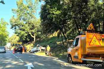 Une voiture termine sur le toit entre Flassans et Le Luc