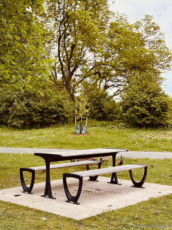 Wartungsfreie Picknicktische aus Stahl und Recyclingkunststoff für den Außenbereich