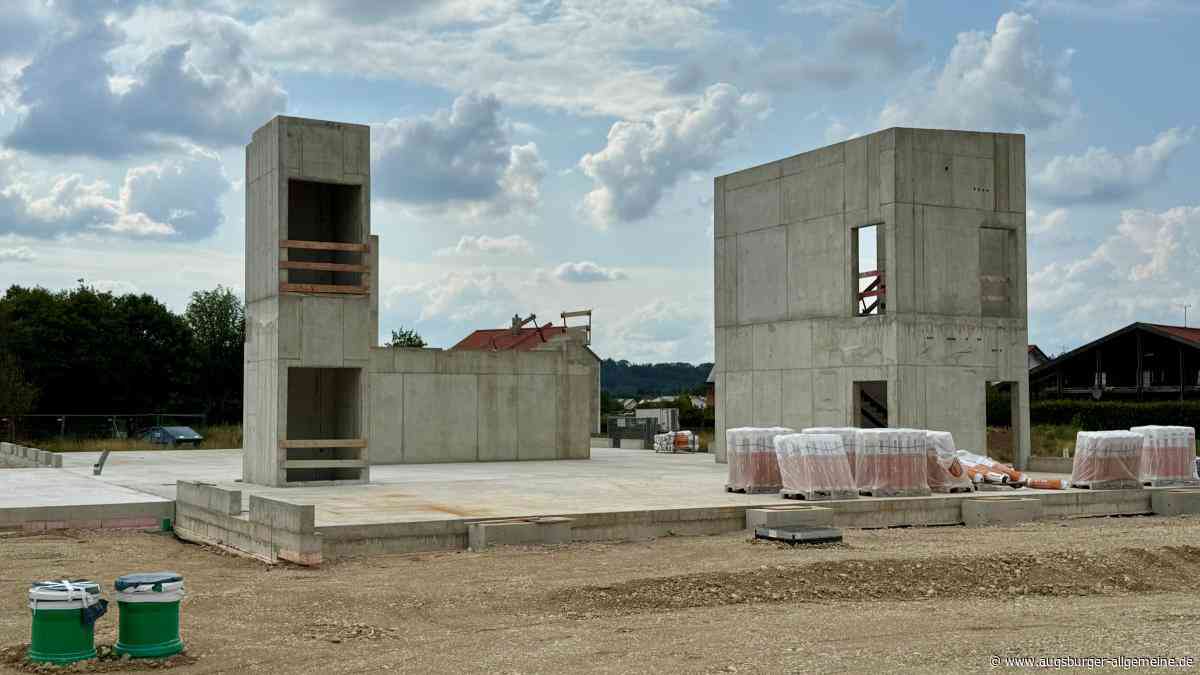 Moderne Kunst im Fuchstal? Nein, das ist der Rohbau der neuen Kita