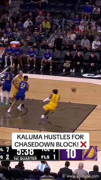 Arthur Kaluma with a big-time block for the Lakers! 🔥