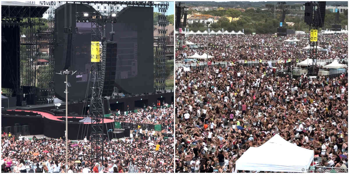 Ultimo, ecco il fiume dei 250mila fan a Tor Vergata: la panoramica completa sopra e sotto il palco