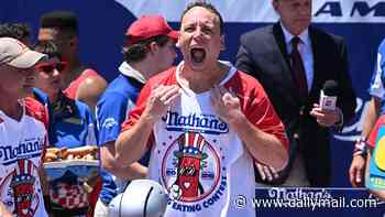 Joey Chestnut cruises to another victory in this year's July 4th Nathan's Hot Dog Eating Contest... as he retains his crown at Coney Island months after battery conviction