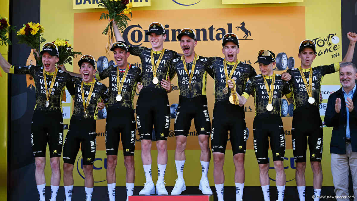 Visma - Lease a Bike ontploft van emotie na ploegentijdritzege in Tour de France: ’Echt fantastisch’