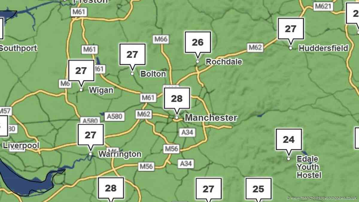 Weather maps show when it will be 28C in Manchester as third UK heatwave forecast