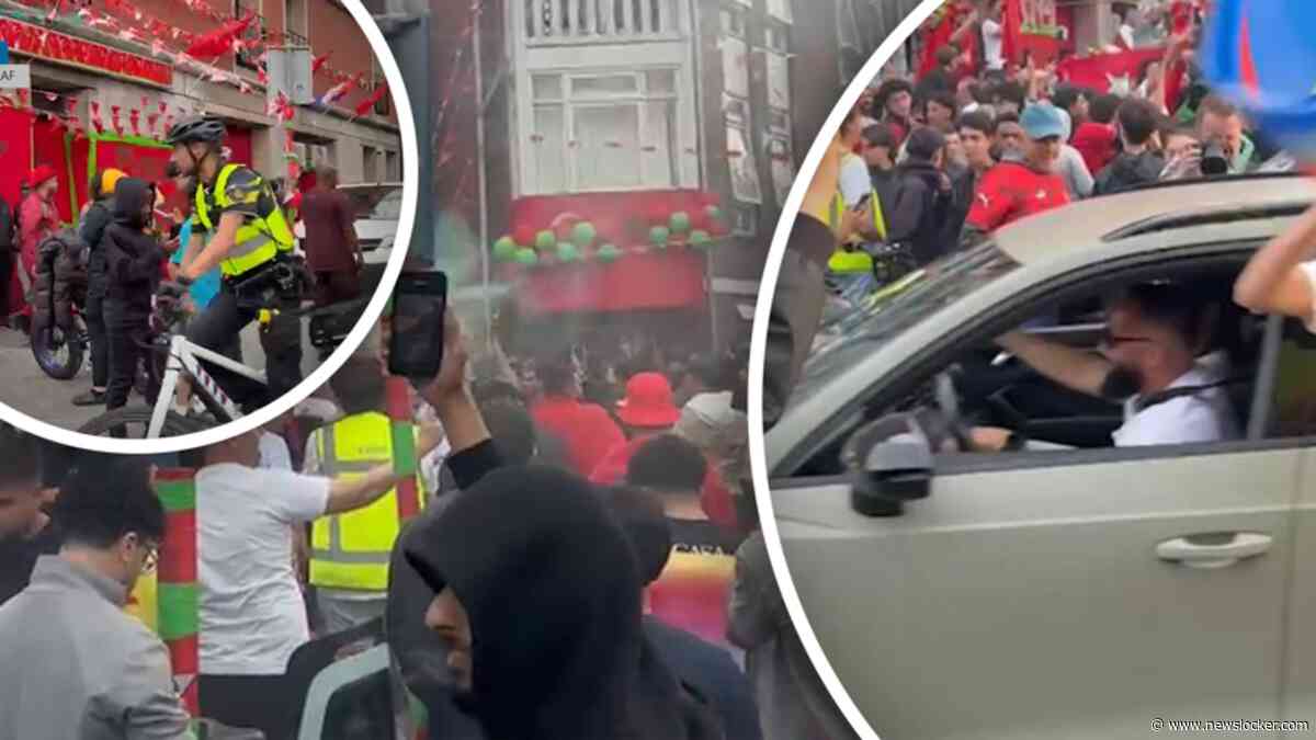 Fans vieren feest in Haagse Schilderswijk na winst Marokko