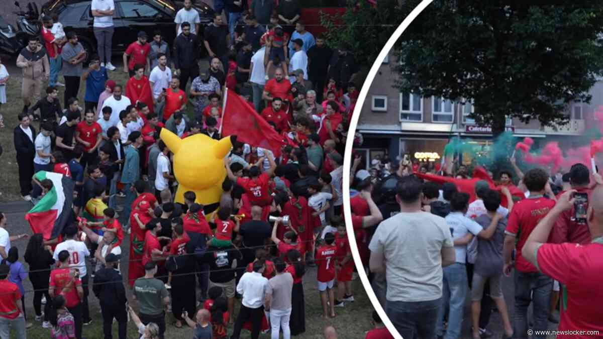 Voetbalfans vieren feest in Arnhem na winst Marokko
