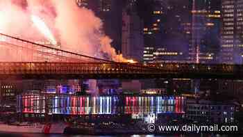 Panic as NYC's Brooklyn Bridge erupts in FLAMES during Macy's July 4 fireworks extravaganza