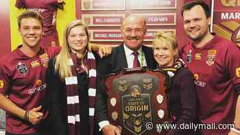 Wally Lewis fights back tears while apologising for the bitter rift with his children over his new wife - as the footy icon makes rare comments on his divided family: 'I don't feel good'