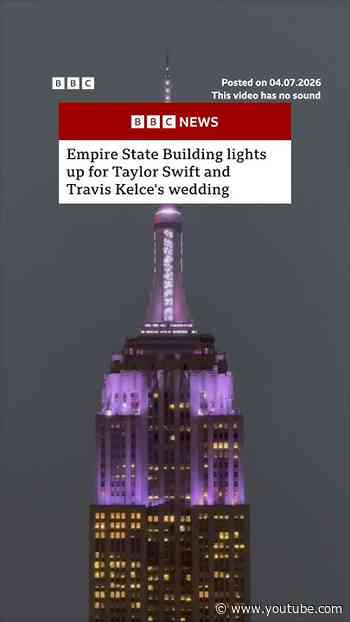 Empire State Building lights up for Taylor Swift and Travis Kelce wedding. #BBCNews