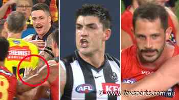 AFL’s shock verdict with star banned after ‘dumbest thing for the year’ in fiery Suns-Pies clash