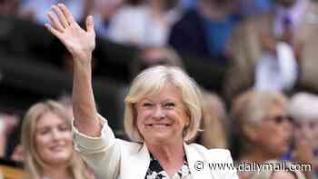 Sue Barker returns to Centre Court at Wimbledon as she joins Geoff Hurst and Britain's sporting heroes in the Royal Box