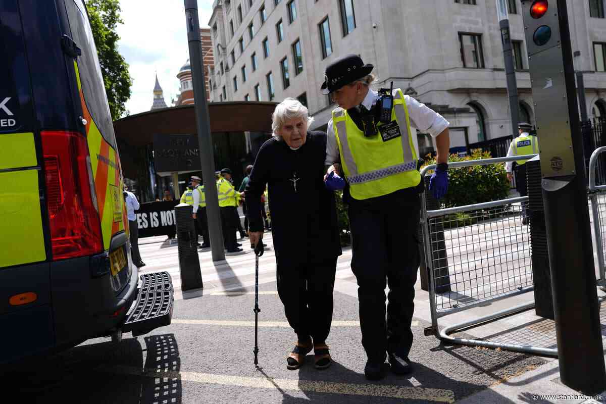Retired priest, 84, arrested at Palestine Action protest