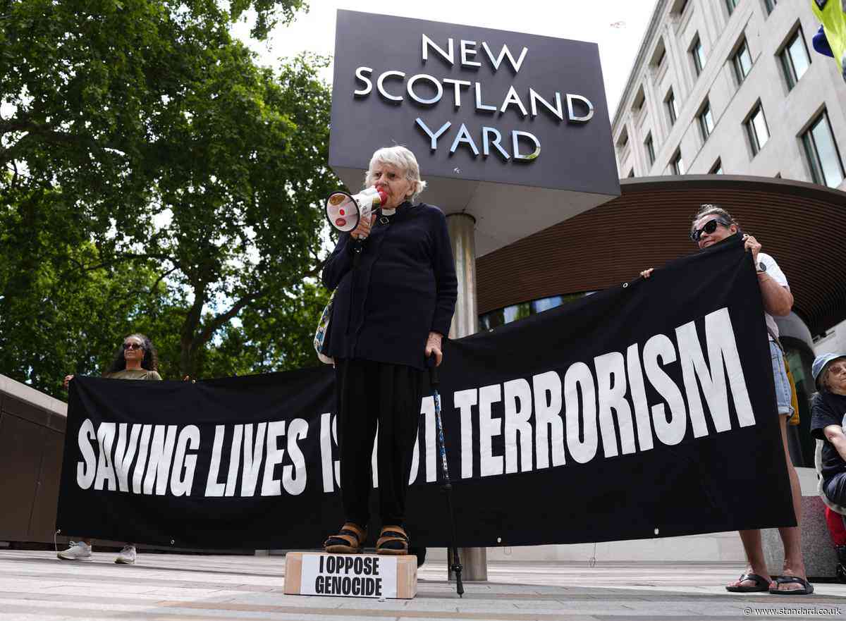 Retired priest, 84, arrested at Palestine Action protest outside Scotland Yard