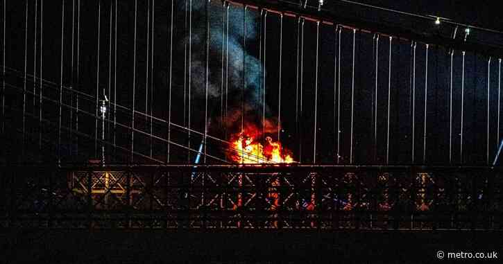 New York landmark catches fire during Fourth of July fireworks display