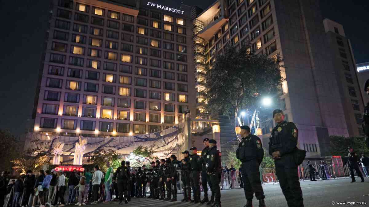 Mexico fans blast horns outside England hotel