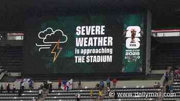 Kick-off in England's clash with Mexico is DELAYED by thunderstorms in blow for Three Lions stars and millions at home watching through the night