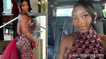 Simone Biles stuns in metallic dress at Taylor Swift and Travis Kelce's wedding just weeks after 'almost dying'